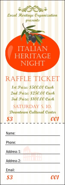 Tuscany Raffle Ticket Product Front