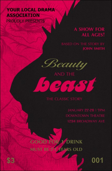 Beauty & The Beast Drink Ticket Product Front