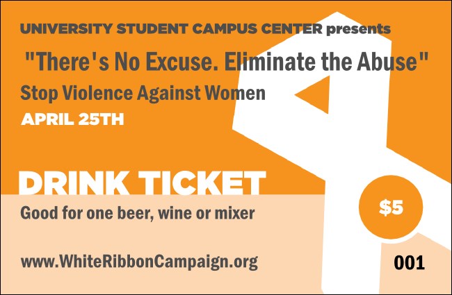 White Ribbon Photo Drink Ticket Product Front