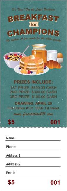 Breakfast Raffle Ticket Product Front
