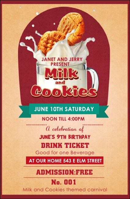 Milk & Cookies Drink Ticket Product Front