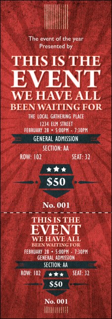 Retro Sunburst Reserved Event Ticket Product Front