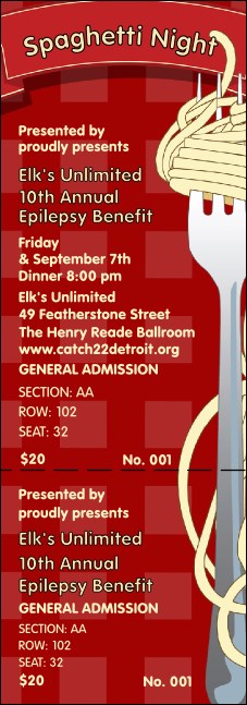 Spaghetti Reserved Event Ticket Product Front