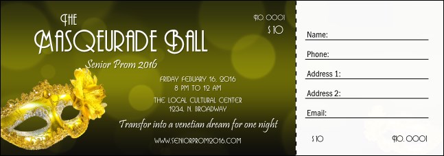 Masquerade Ball 2 Raffle Ticket Product Front