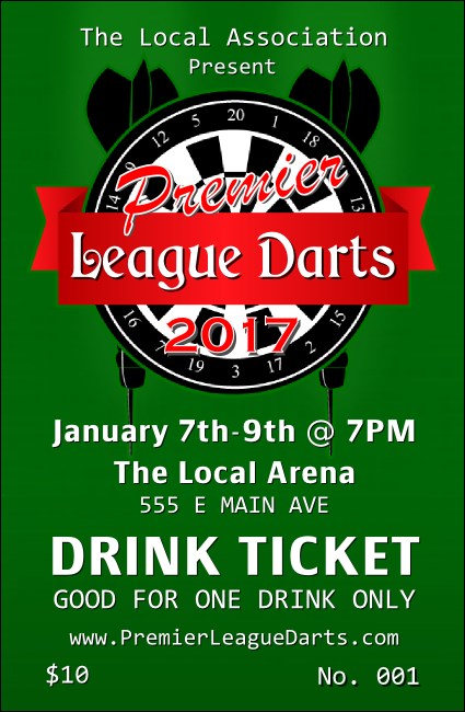 Premier League Darts 2017 Drink Ticket Product Front