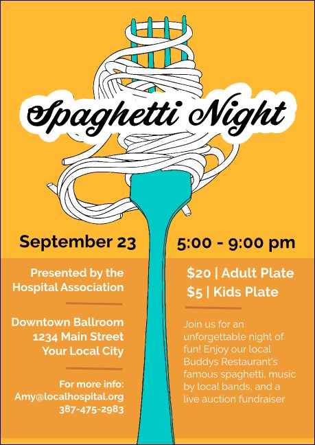 Retro Spaghetti Club Flyer Product Front