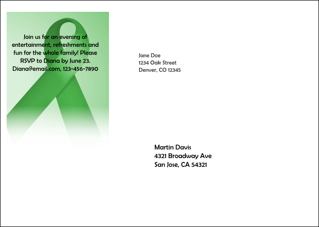 Green Ribbon  Postcard Mailer Product Back
