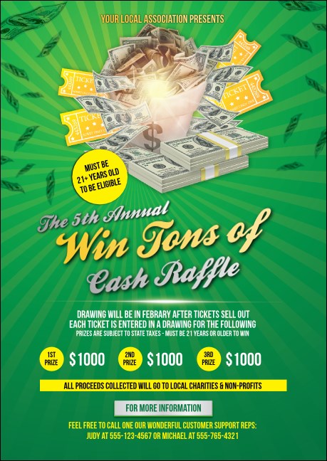 Cash Raffle Green Postcard Mailer