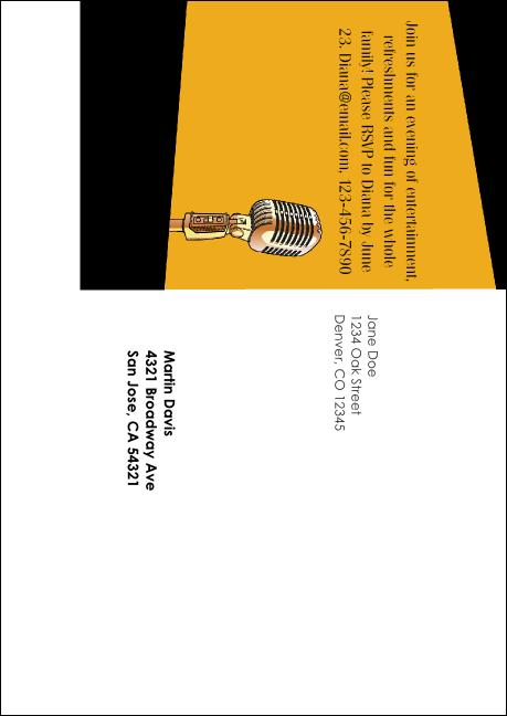 Comedy Retro Microphone Postcard Mailer Product Back