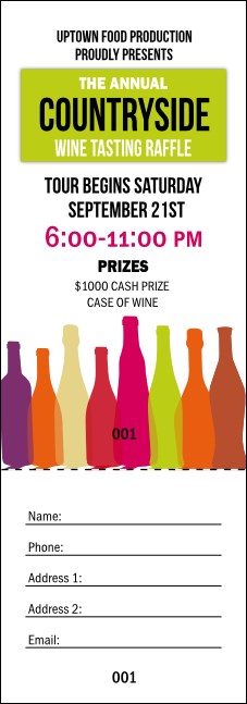 Funky Bottles Raffle Ticket Product Front