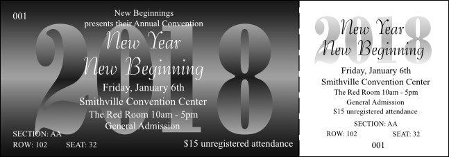 Year General Admission Reserved Ticket (Black) Event Ticket Product Front