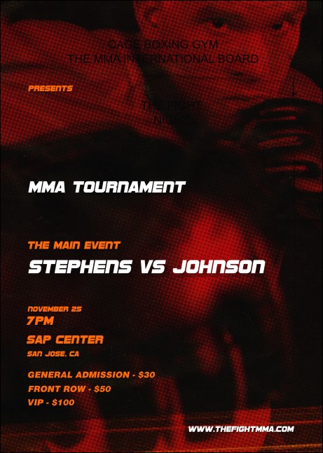 MMA The Fight Night Club Flyer Product Front
