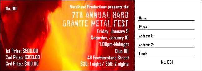 Heavy Metal Raffle Ticket Product Front