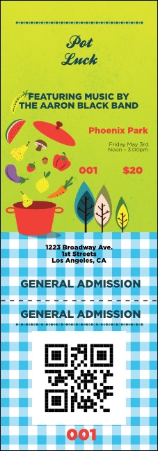 Potluck QR Event Ticket Product Front
