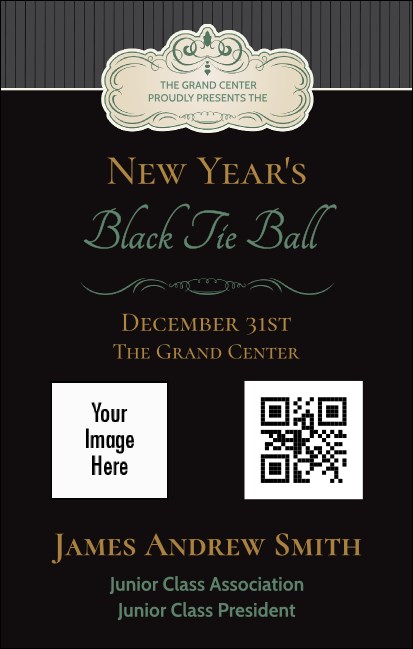 Classic Black Pinstripe VIP Event Badge Medium Product Front