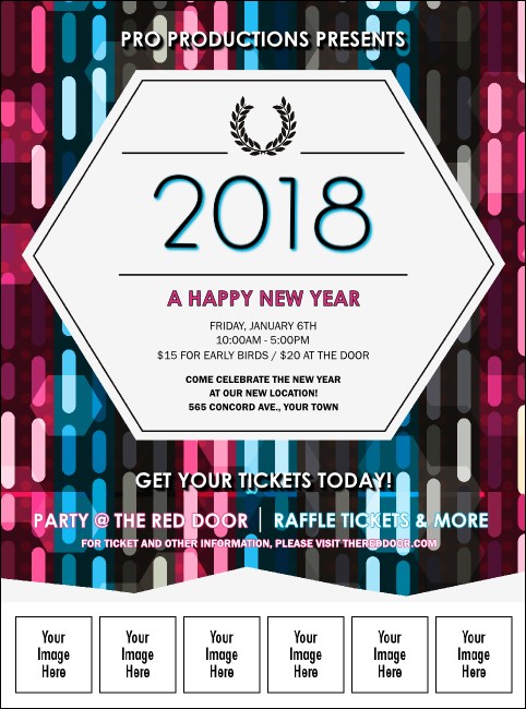 Year Neon Lights Logo Flyer Product Front