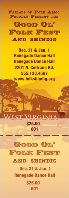 West Virginia General Admission Ticket Product Front