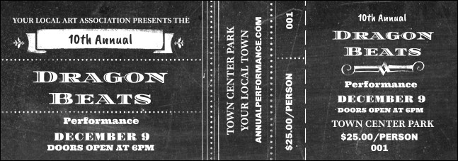 Retro Chalkboard Event Ticket Product Front