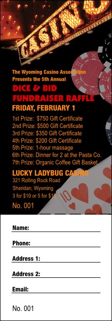 Casino Night Raffle Ticket Product Front