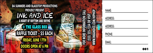 Hip Hop Graffiti Raffle Ticket Product Front