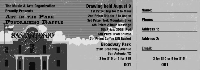 San Antonio Raffle Ticket (Black and white) Product Front
