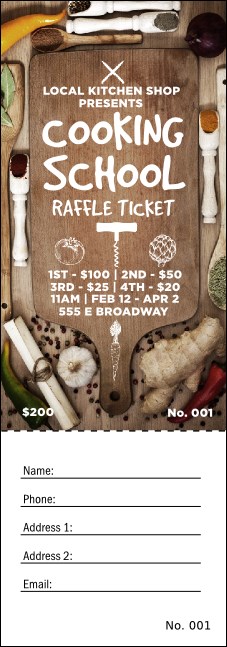 Cooking School Raffle Ticket Product Front